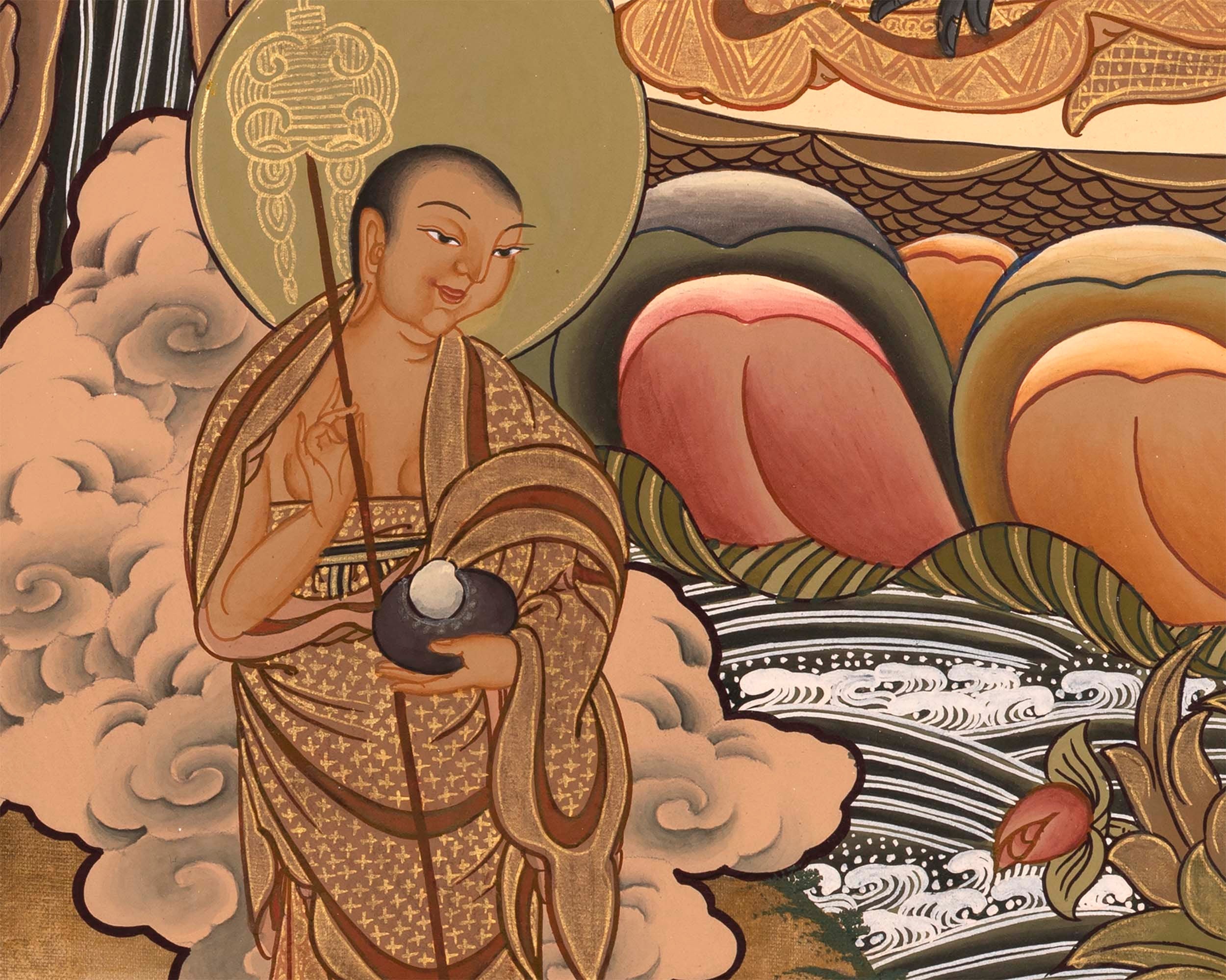 Medicine Buddha Lapis Lazul Thangka | Wall Hanging Yoga Meditation Canvas Art