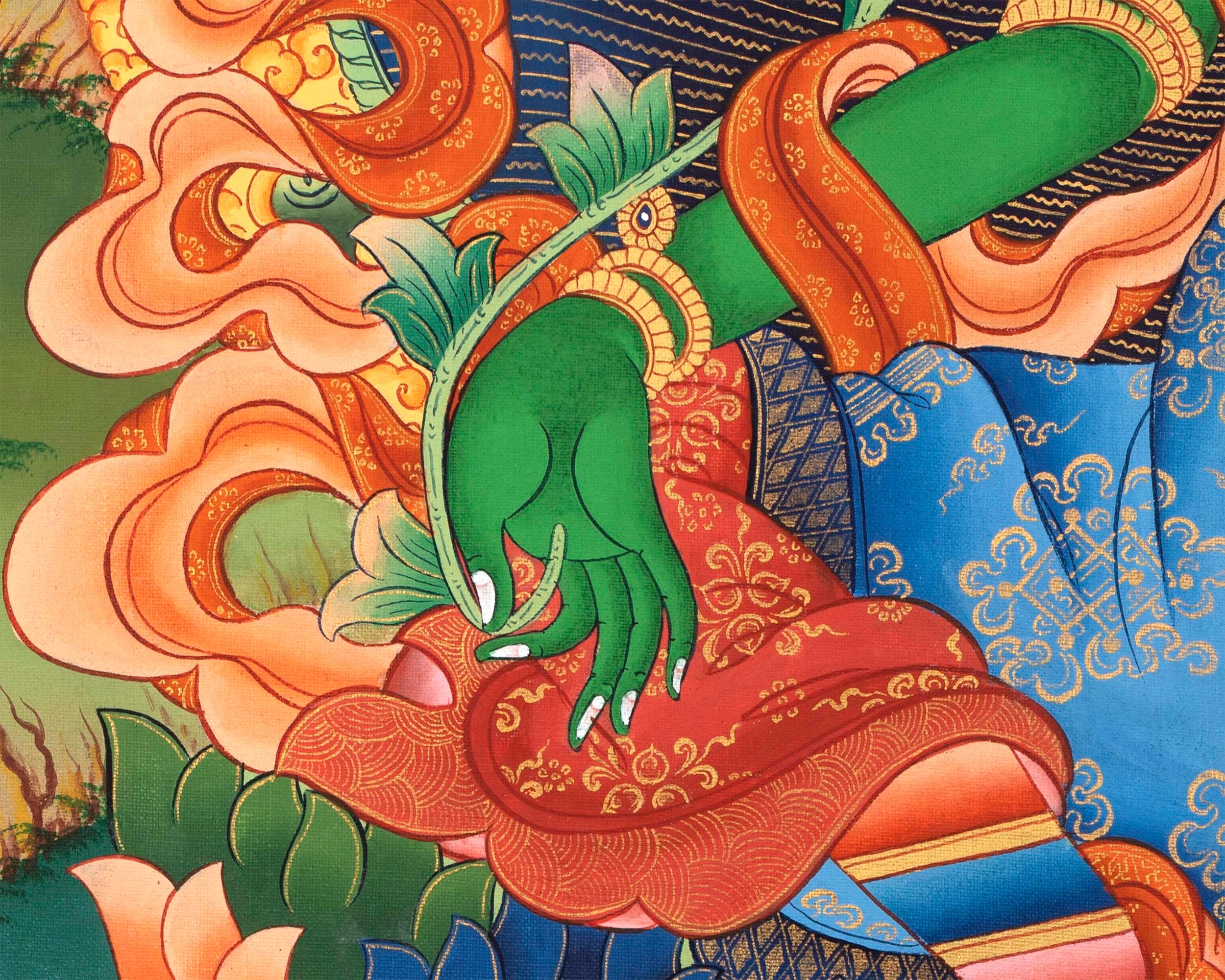 Green Tara Bodhisattva Thangka | Cotton Canvas Spiritual Art