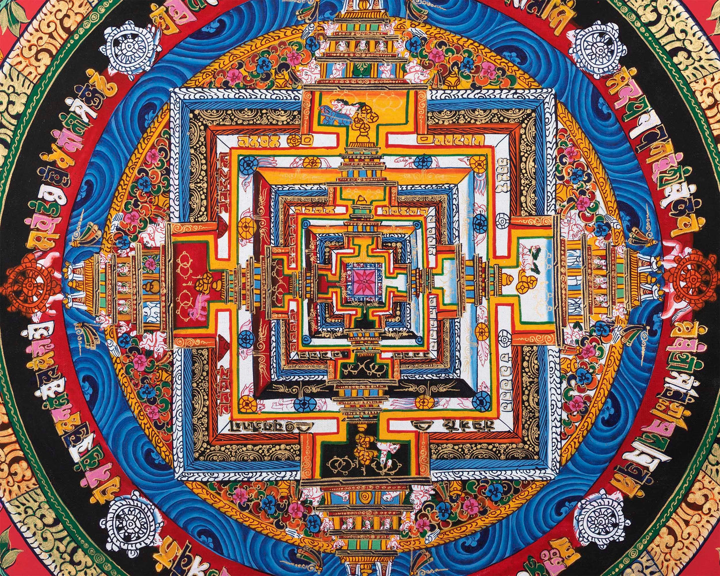 Thangka Art of Kalachakra Mandala | Handpainted Tibetan Artwork | Wall Hanging Decors