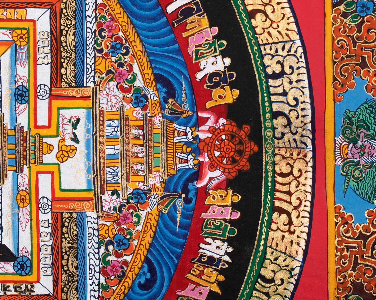 Thangka Art of Kalachakra Mandala | Handpainted Tibetan Artwork | Wall Hanging Decors