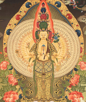 Original Hand painted Avalokiteshvara Thangka | Traditional Tibetan Artwork Painted