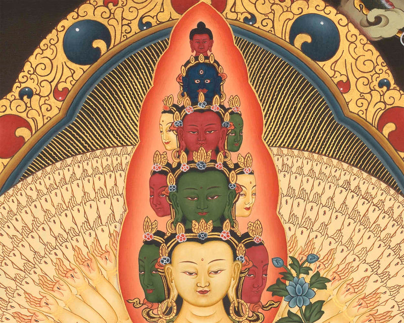 Original Hand painted Avalokiteshvara Thangka | Traditional Tibetan Artwork Painted