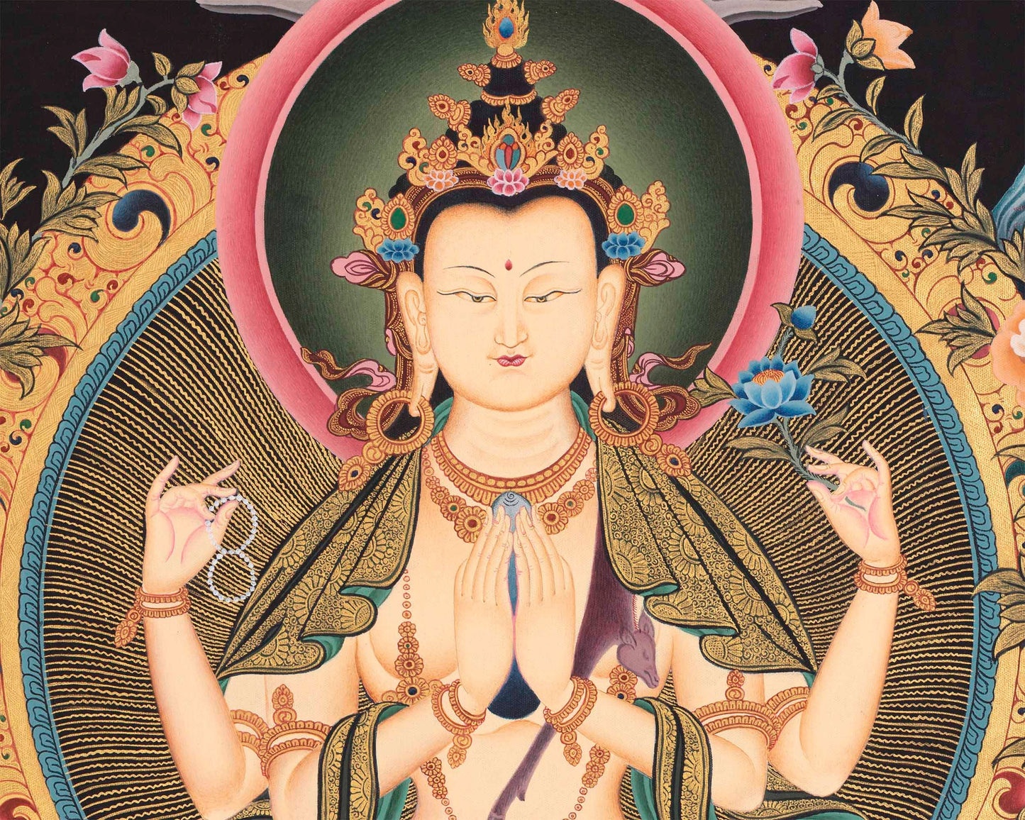 Avalokiteshvara Chenrezig | Original Hand-Painted Tibetan Thangka Art