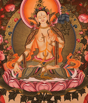 White Tara Painting | Traditional Religious Wall Decor