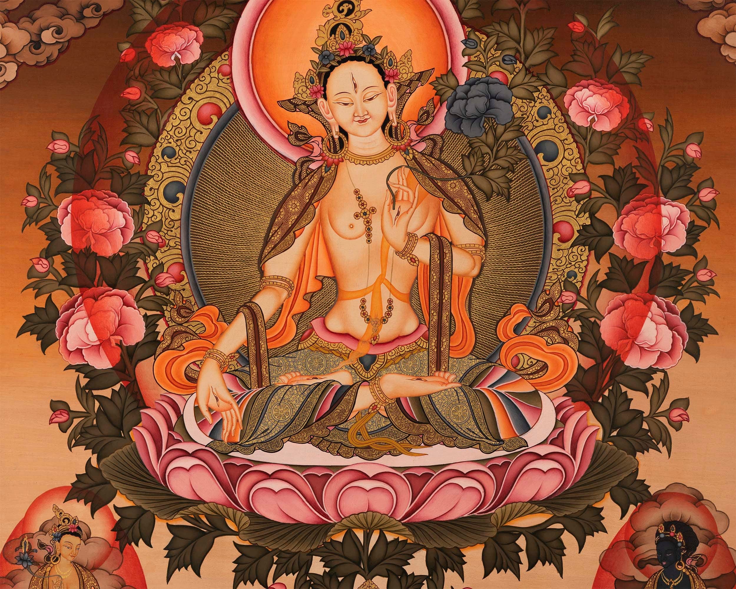 White Tara Painting | Traditional Religious Wall Decor