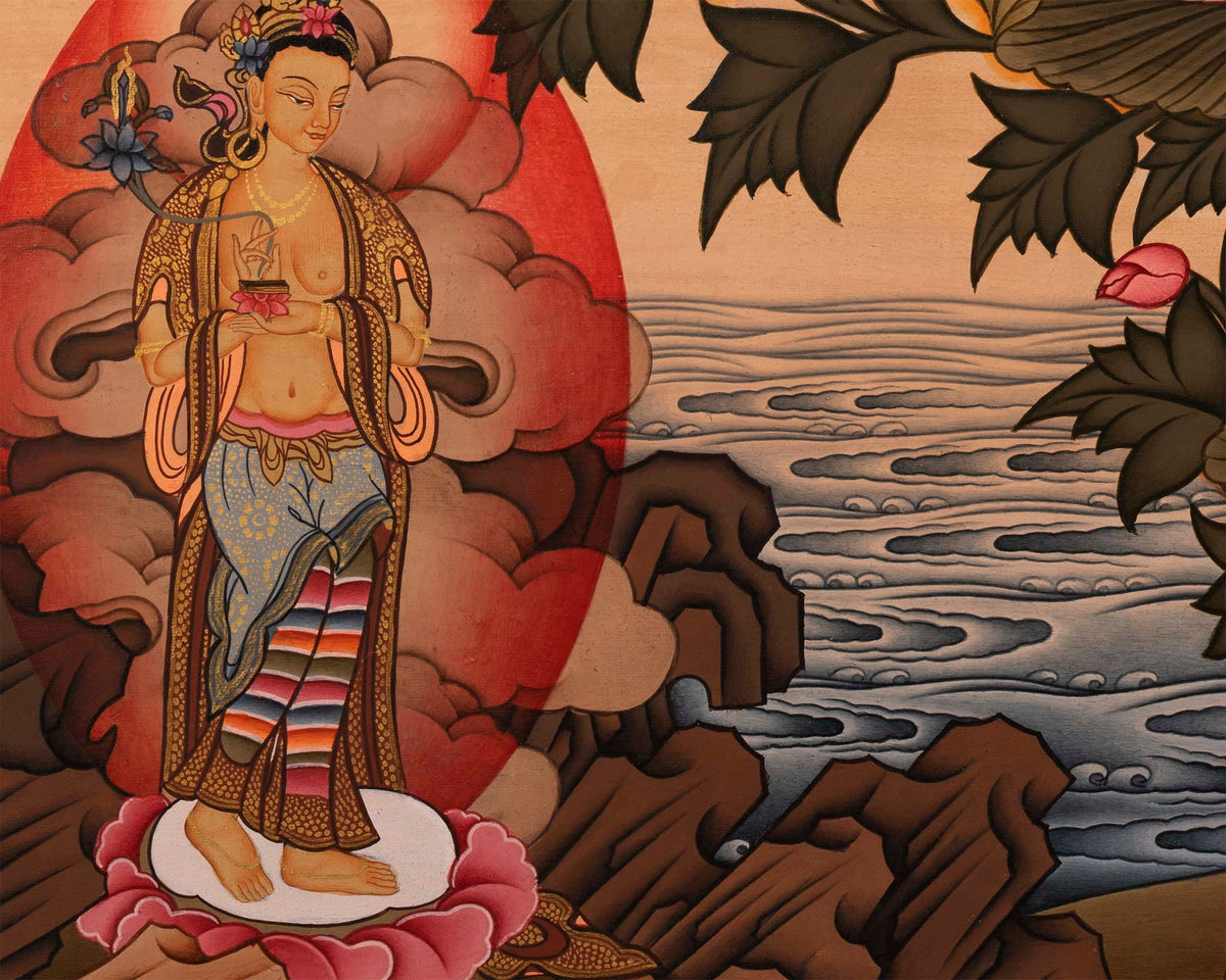White Tara Painting | Traditional Religious Wall Decor