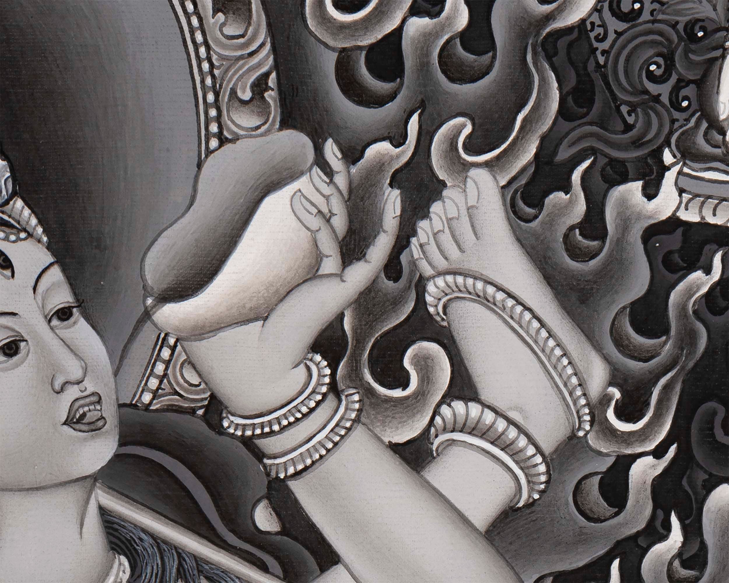 Aakash Yogini Thangka | Original Hand Painted Bijeshwari  Tibetan Thangka