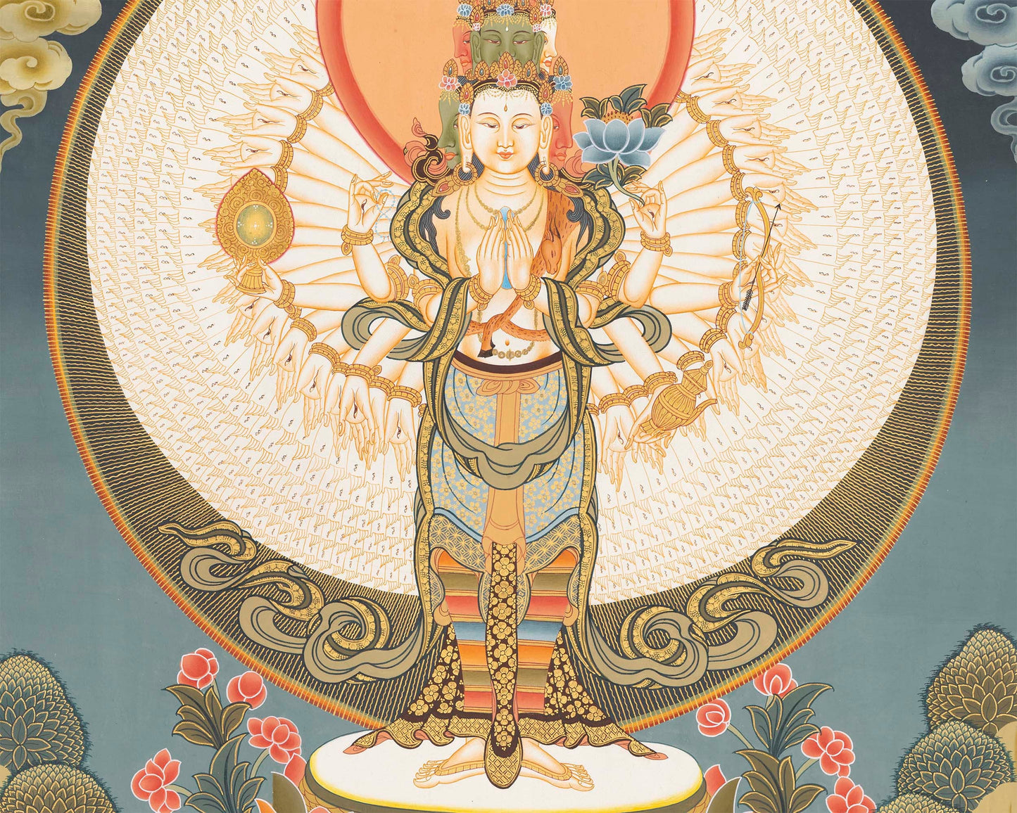 1000 Armed Bodhisattva Guanyin Chenrezig Thangka | Avalokiteshvara Thangka