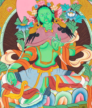 Mother Green Tara Thangka |  Religious Handpainted Art | Buddhist Wall Decors
