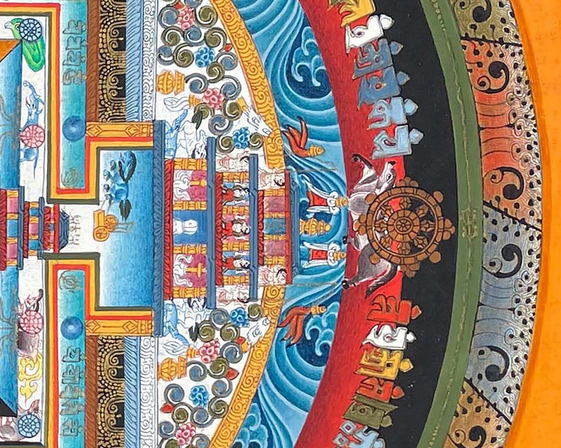 Kalachakra Buddhist Mandala Thangka | Rare Wheel Of Time Mandala for Buddhist Altar