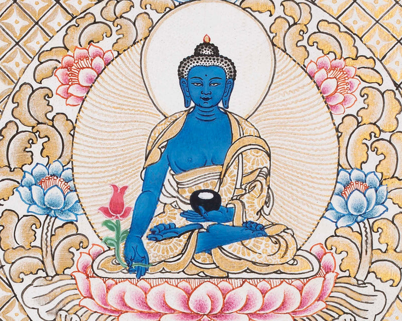 Medicine Buddha Painting |  Meditation Canvas Art Mandala