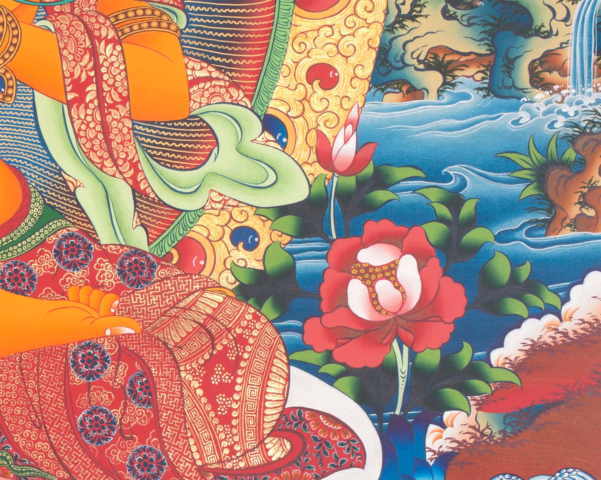 Manjushri Tibetan Thangka | The Buddha of Wisdom | Traditional Wall Hanging Art