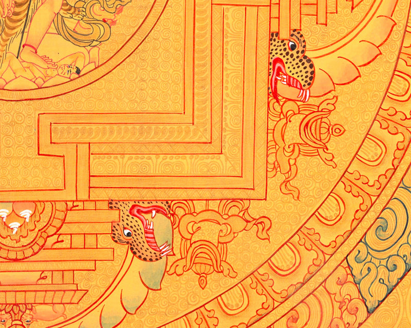 Vajravarahi Yogini Mandala | 24K Gold Thangka Artwork | Traditional Buddhist Art | Religious Wall Decor