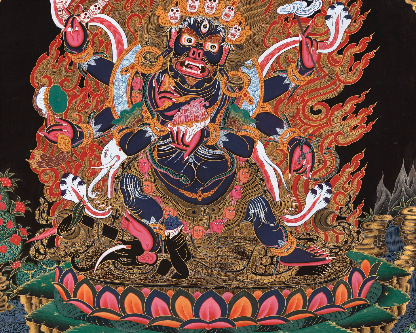 6 Armed Dharmapala Mahakala |  Spiritual Art for Altar space