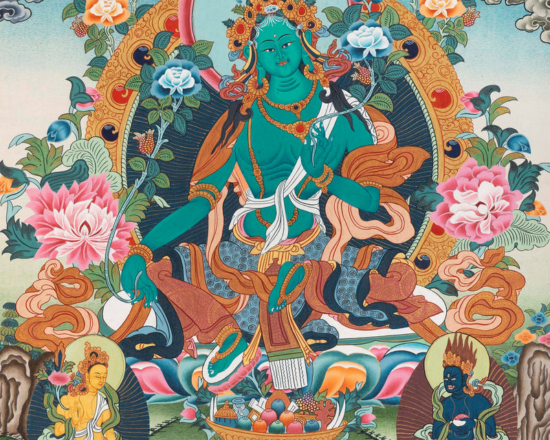Bodhisattva Green Tara  | Wall Hanging Painting | Buddhist Thangka Painting