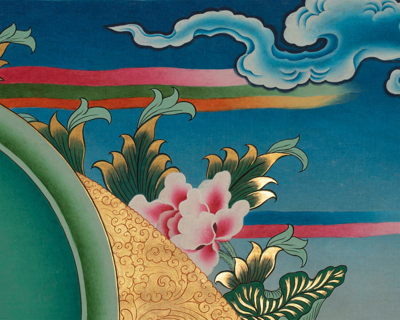 Red Amitabha Buddha Original Hand-Painted Thangka | Wall Hanging For Peace And Harmony |  Mindfulness Meditation Practice Tool