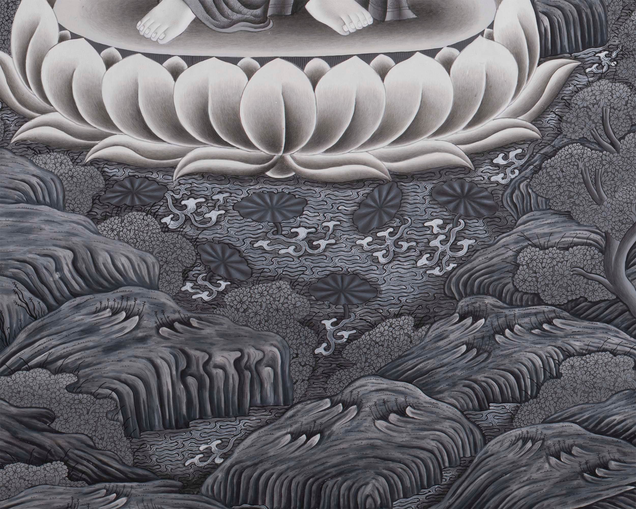 Newari Thangka | White Tara, Manjushri and Green Tara Standing