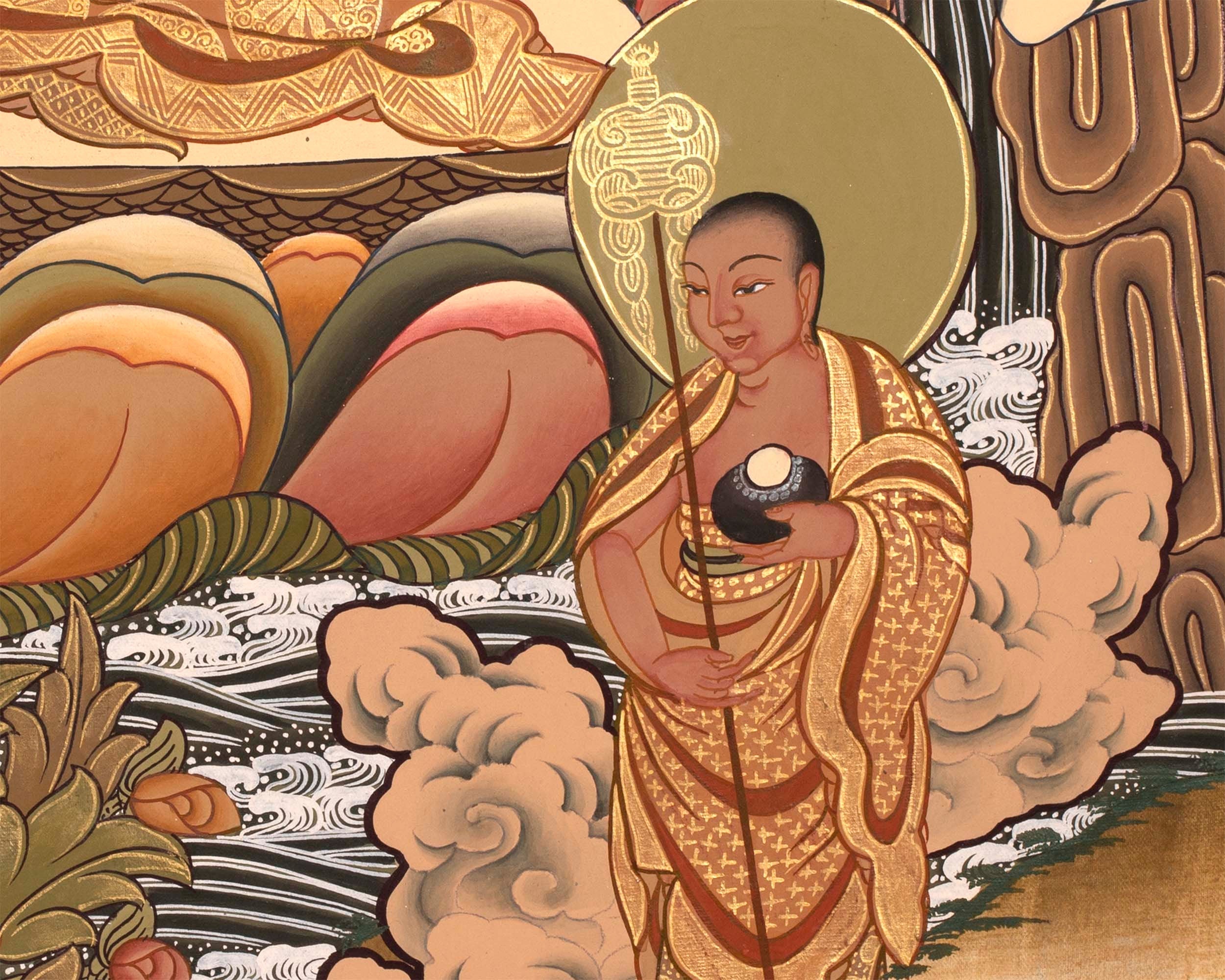 Medicine Buddha Lapis Lazul Thangka | Wall Hanging Yoga Meditation Canvas Art