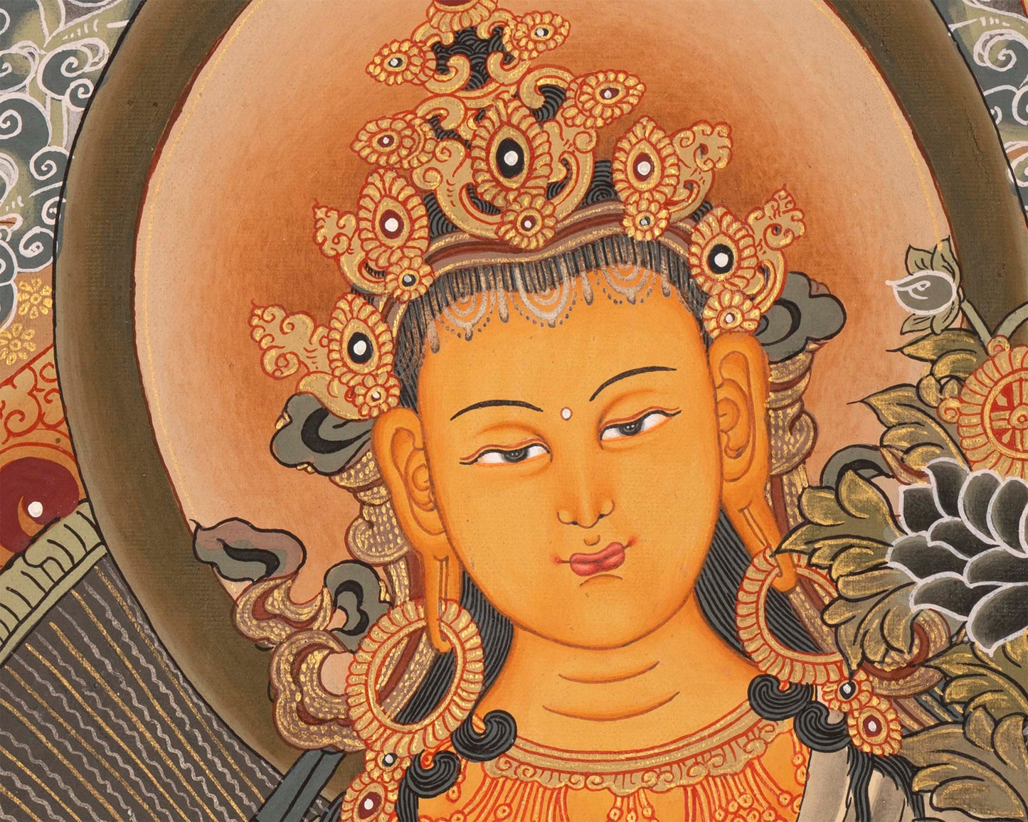 Maitreya Buddha Thangka | Original Handpainted Tibetan Art |  Wall Hanging Decor