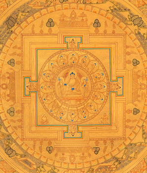 Full Gold Buddha Mandala | Original Hand-Painted Buddhist Wall Hanging Art