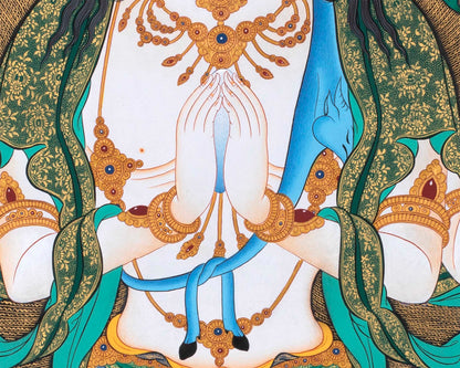 Handmade Avalokiteshvara Thangka | Hand Pained Tibetan Wall decor