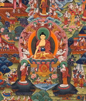 Buddha Life Story Vintage Thangka | Tibetan Buddhist Crafts Decoration