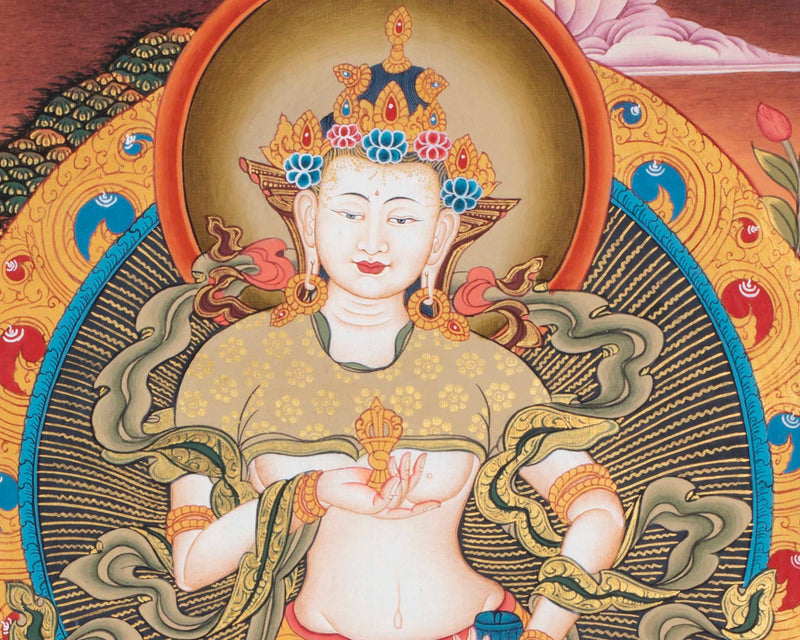 Hand Painted Vajrasattva Thangka  | Original Dorje Sempa Wall Painting