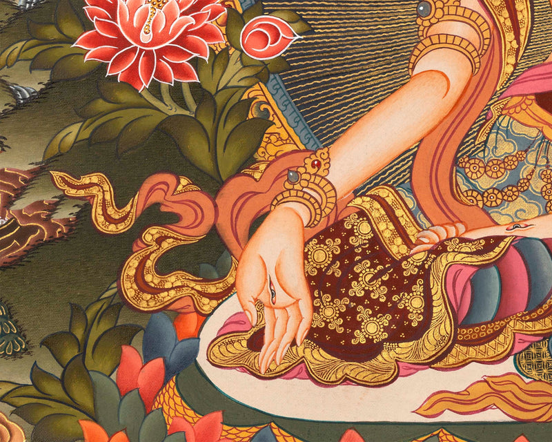White Tara Original Hand-Painted Thangka | Kwan Yin Female Goddess