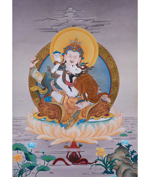 Guru Padmasambhava With Consort | Tibetan Thangka Painting