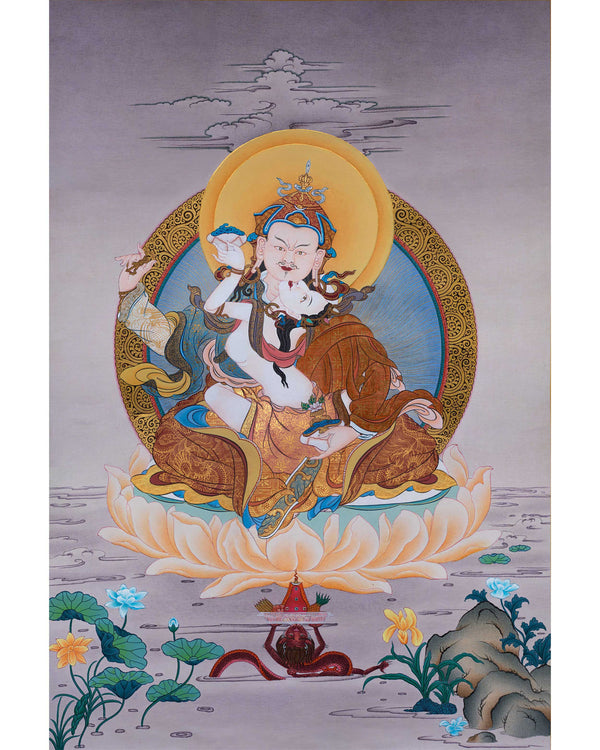 Guru Padmasambhava With Consort | Tibetan Thangka Painting