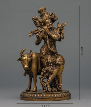 Hand-Crafted Krishna Statue With Intricate Details | Brass Statue Of Gopala-Krishna