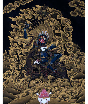 Traditional Art Of Buddhist Dakini Palden Lhamo Empowerment | Tibetan Glorious Goddess Mahakali Thangka