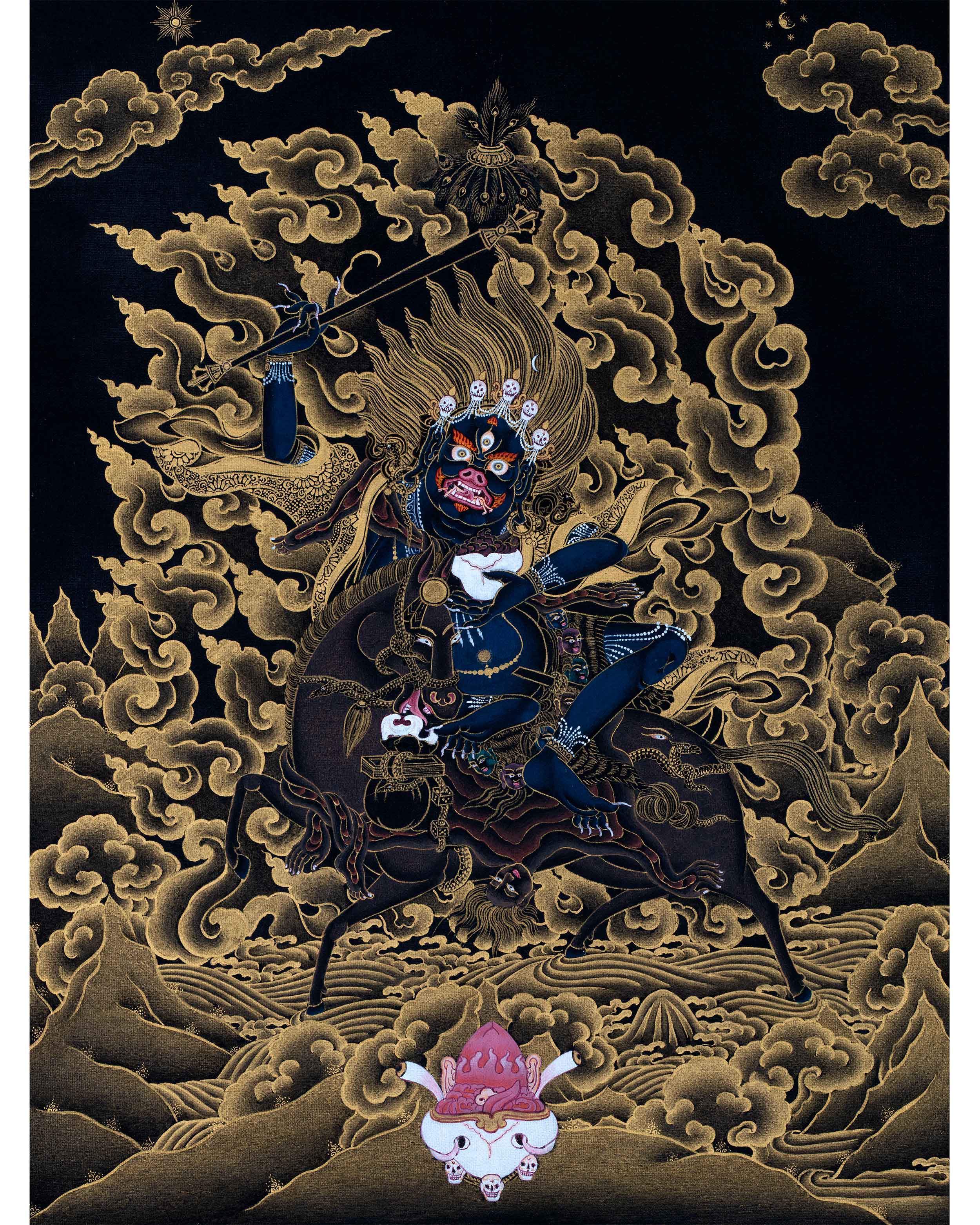 Traditional Art Of Buddhist Dakini Palden Lhamo Empowerment | Tibetan Glorious Goddess Mahakali Thangka