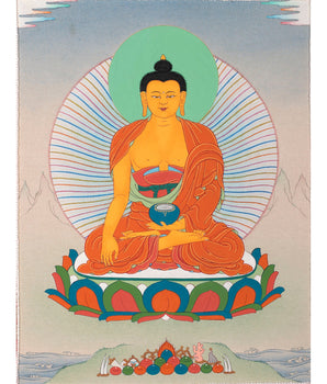 Shakyamuni Wall Scroll Painting | Buddha Brocade | Buddhist Thangka