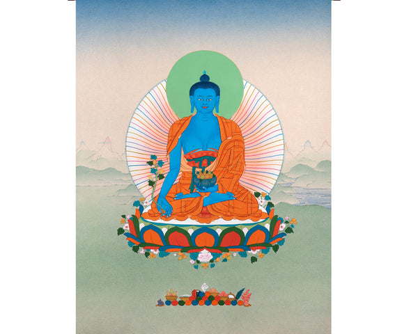 Medicine Buddha Thangka | The Healer For all Beings | Buddhist Deity