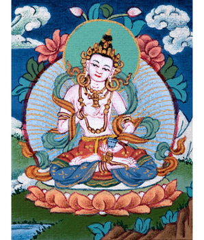 Mini Vajrasattva Meditation Thangka | Traditional Tibetan Hand-Painted Art