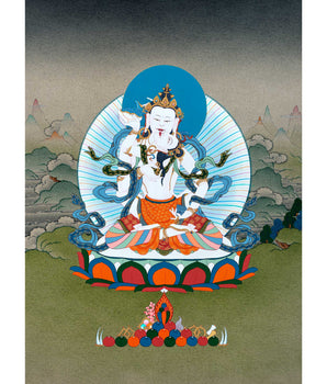 Vajrasattva with Consort Thangka | Traditionally Hand Painted Yab Yum Art