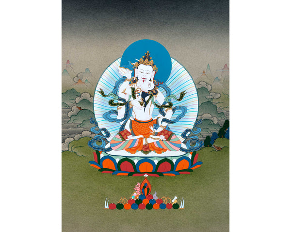 Vajrasattva with Consort Thangka | Traditionally Hand Painted Yab Yum Art