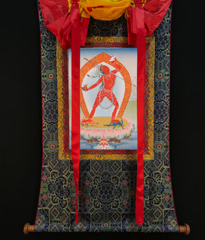 Vajrayogini Art | Tibetan 24K Gold Dakini Painting (includes Brocade)