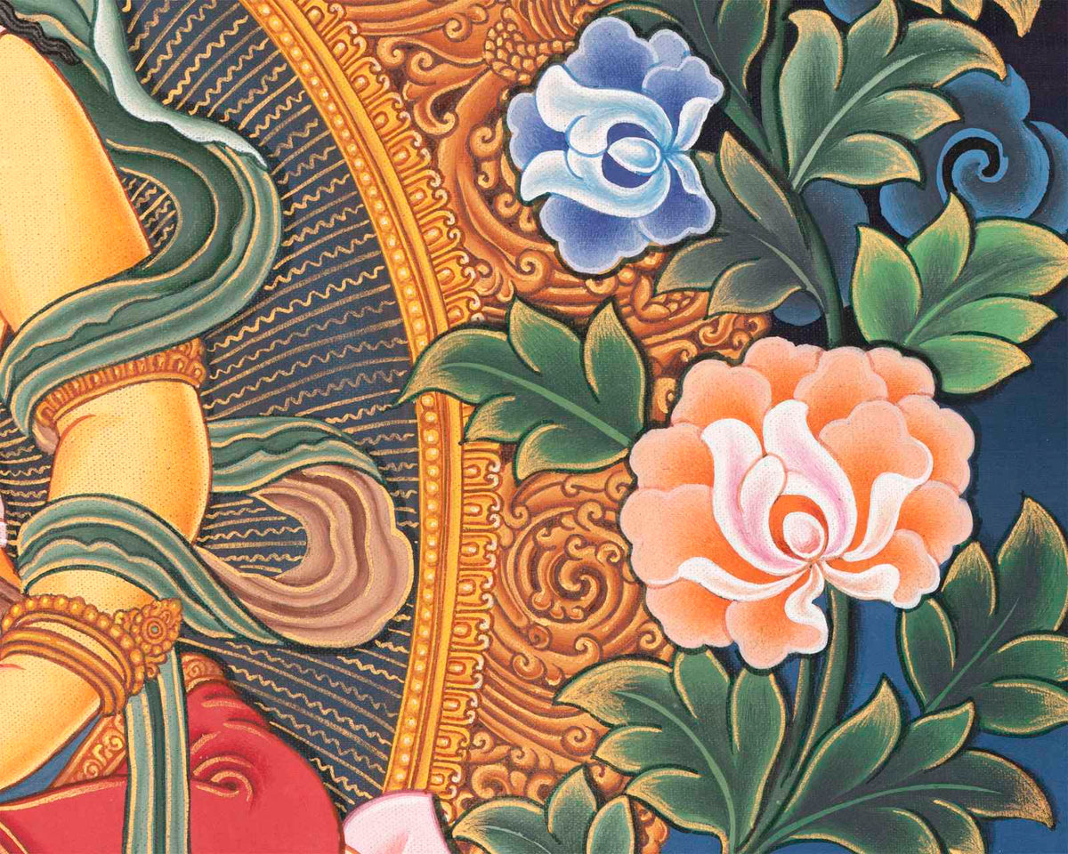 Kubera Thangka | Dzambhala With Mongoose | Original Handpainted Decor