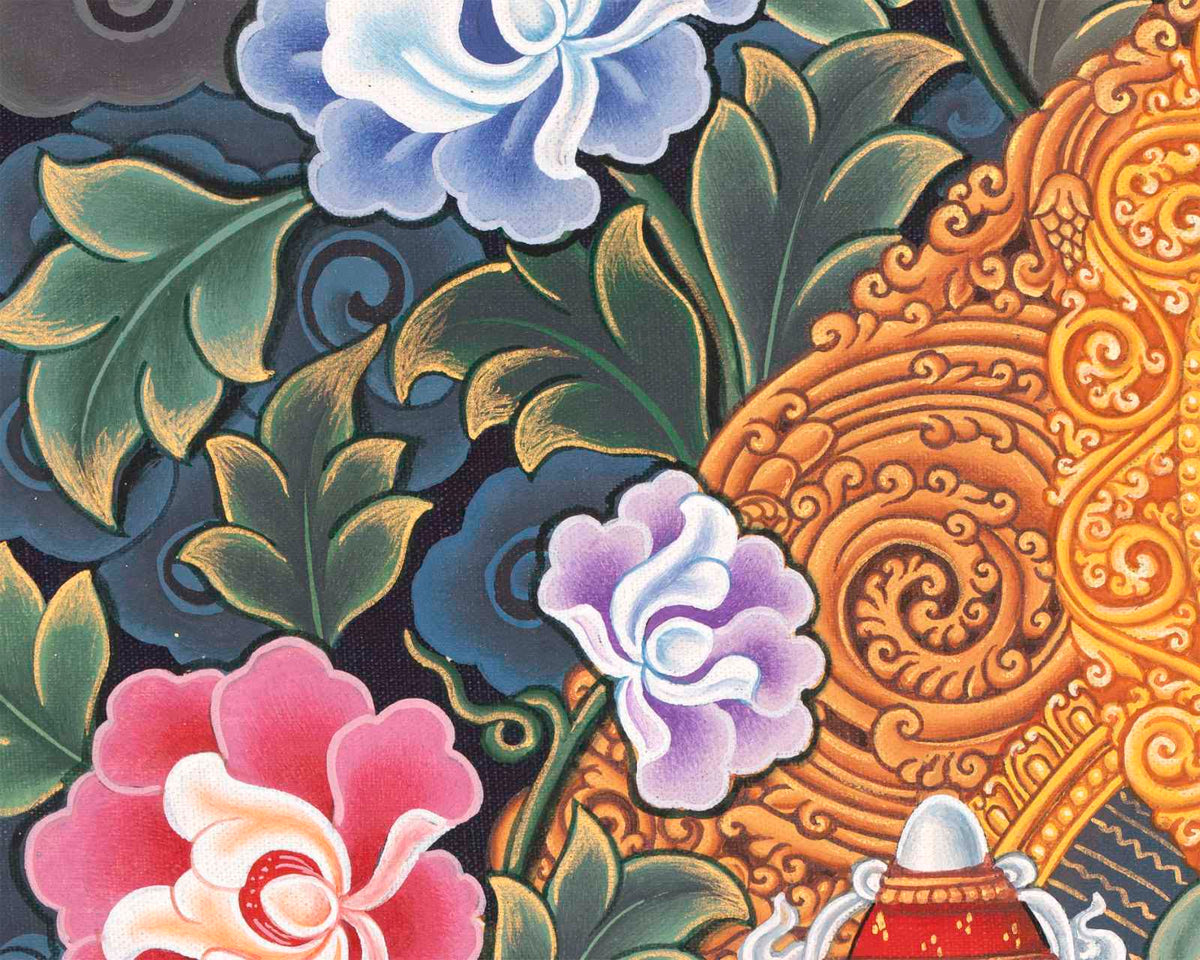 Kubera Thangka | Dzambhala With Mongoose | Original Handpainted Decor