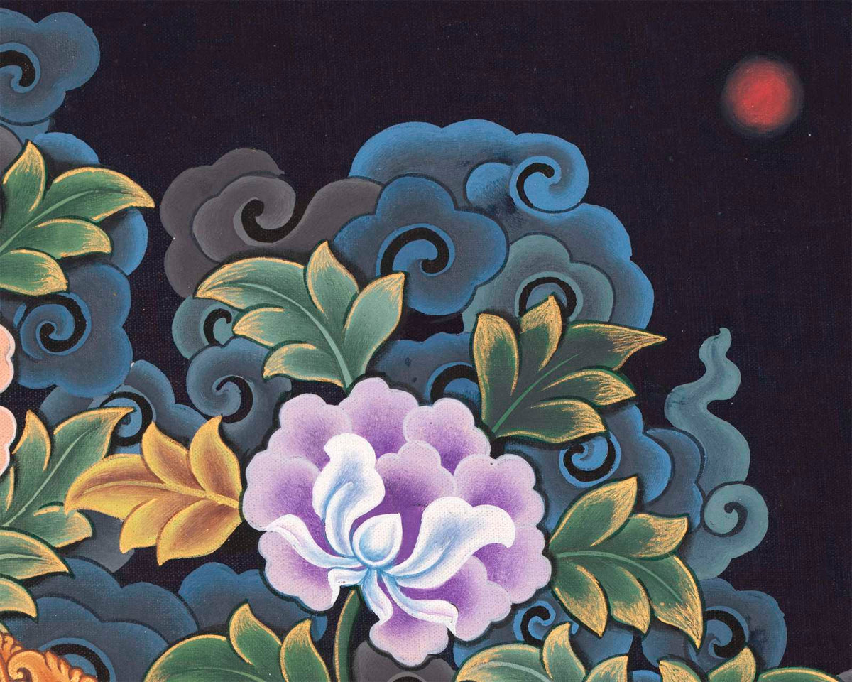 Kubera Thangka | Dzambhala With Mongoose | Original Handpainted Decor