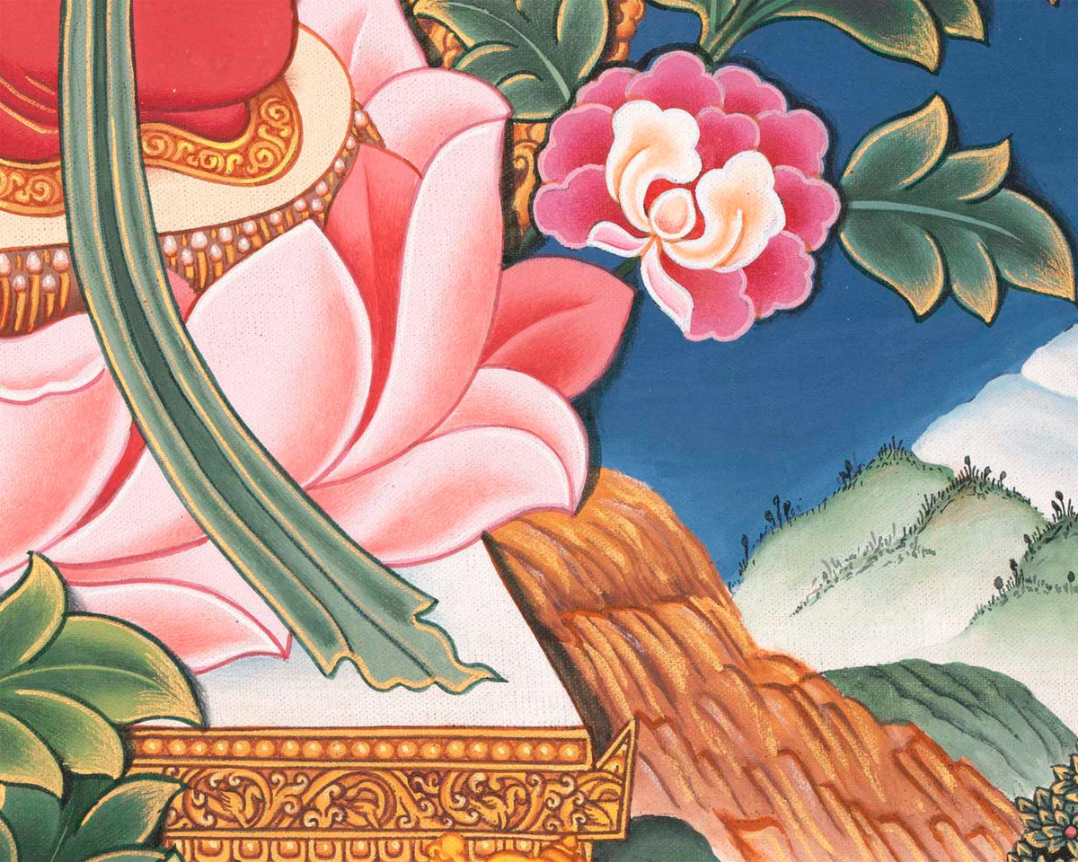 Kubera Thangka | Dzambhala With Mongoose | Original Handpainted Decor