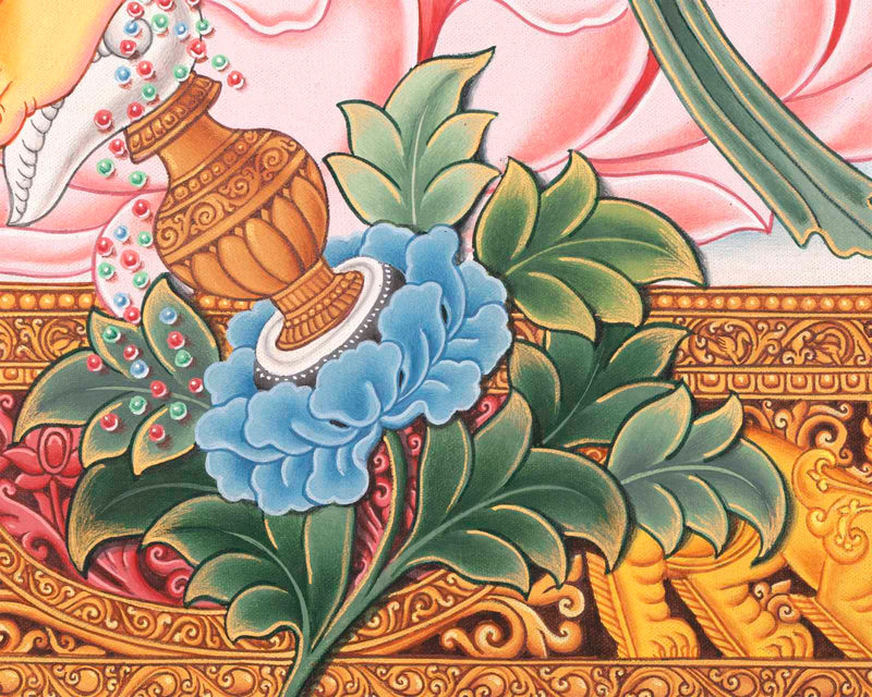 Kubera Thangka | Dzambhala With Mongoose | Original Handpainted Decor