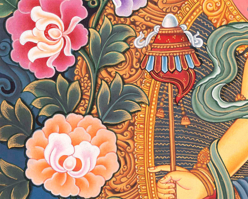 Kubera Thangka | Dzambhala With Mongoose | Original Handpainted Decor