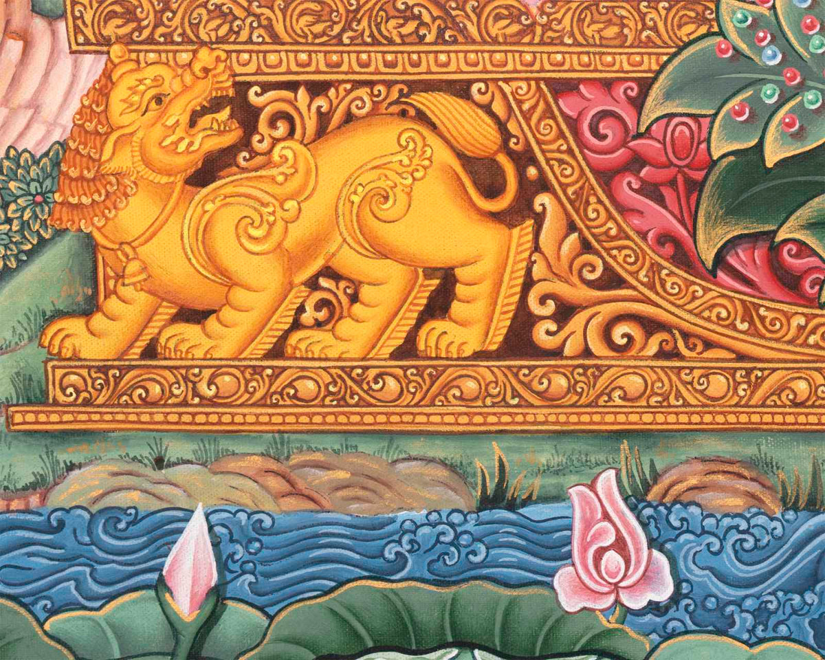 Kubera Thangka | Dzambhala With Mongoose | Original Handpainted Decor