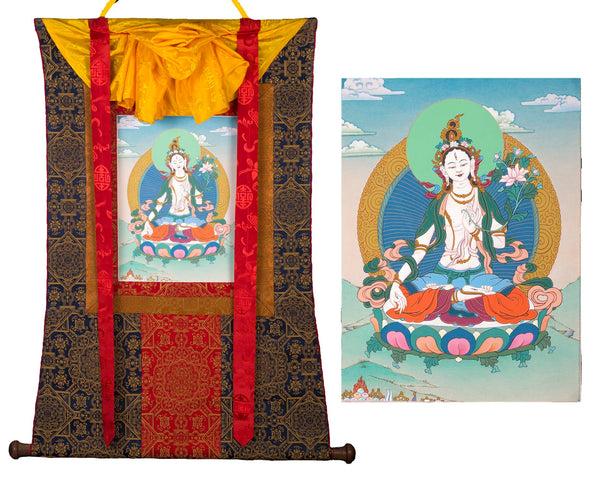 Mother White Tara | Brocade Thangka Art | Buddhist Deity