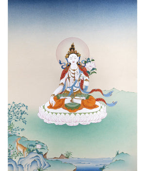 White Tara Thangka, Dolma, Tibetan Thangka Painting, Buddhist Art