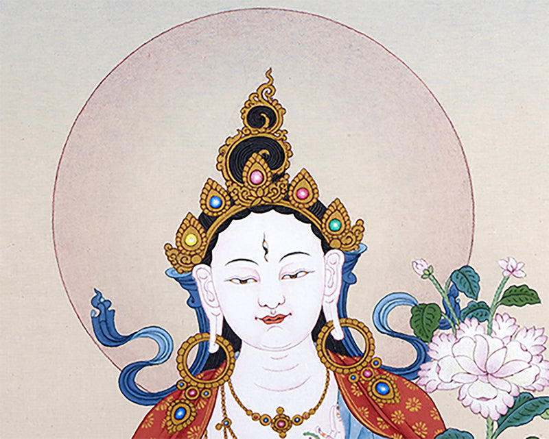 White Tara Thangka, Dolma, Tibetan Thangka Painting, Buddhist Art