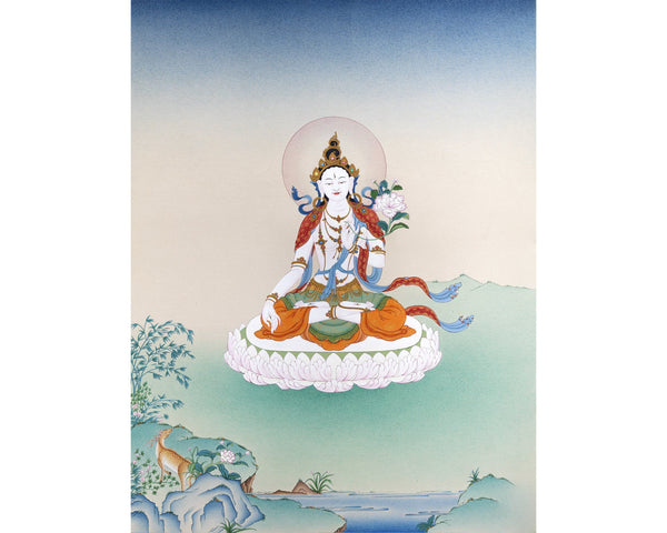 White Tara Thangka, Dolma, Tibetan Thangka Painting, Buddhist Art